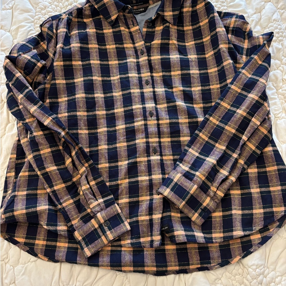 Scotch & Soda Navy and Beige Checkered Shirt